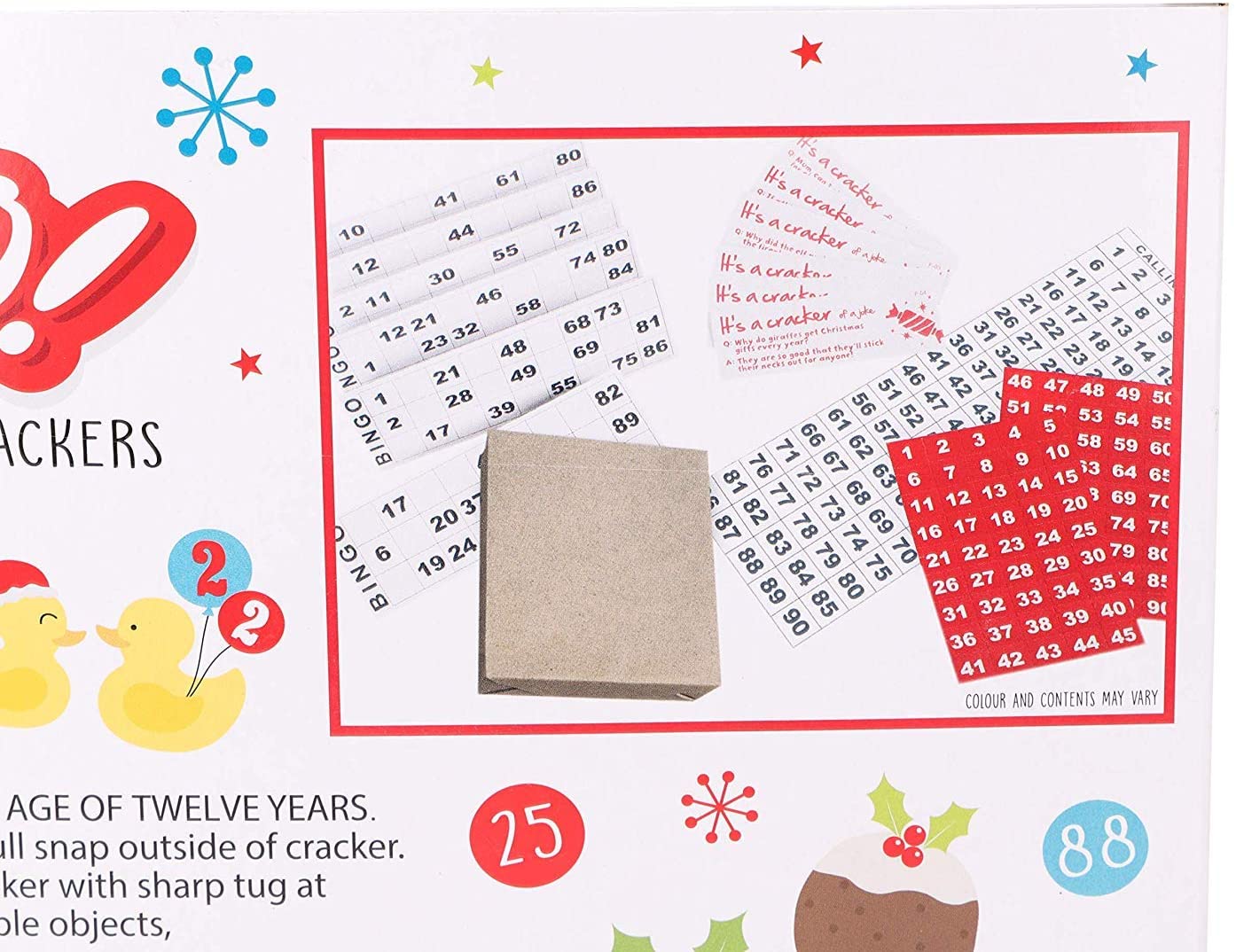 Cracker Di Natale Bingo Game – Scatola Da 6 Con Gioco Completo Di Carte E Marcatori