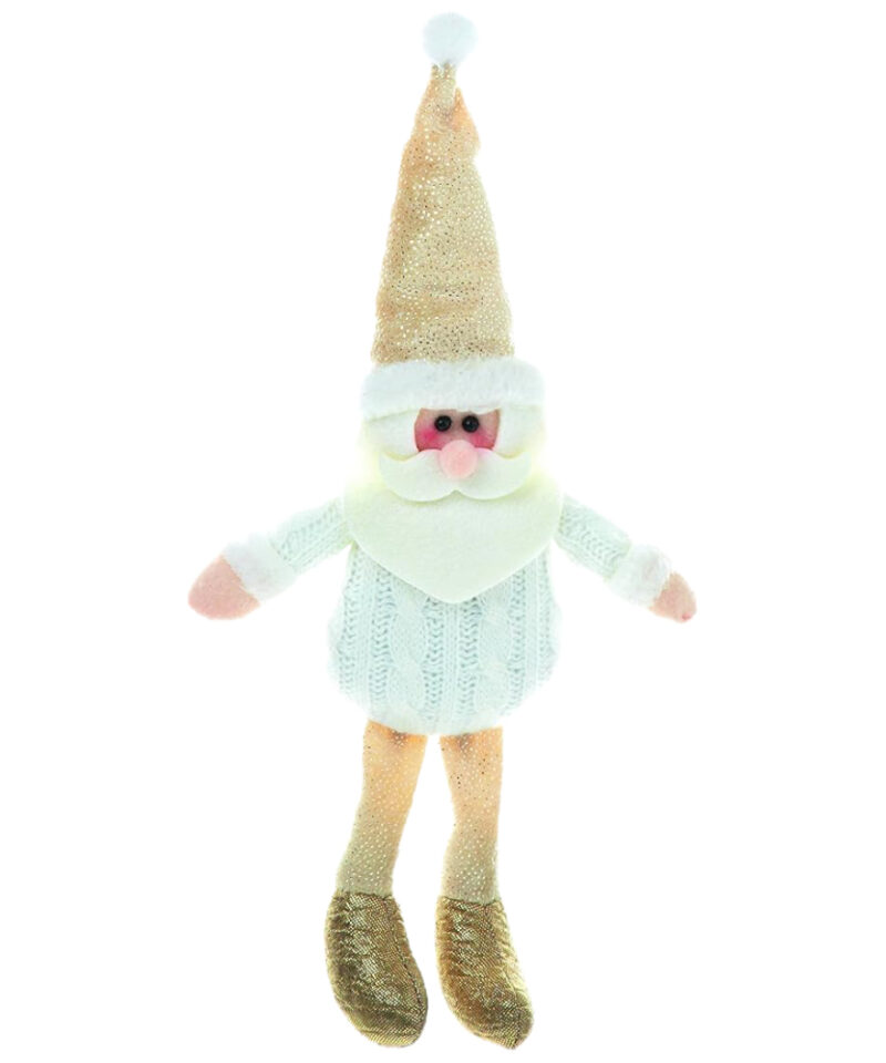 Toyland 25cm Hanging Felt Plush Santa Decoration With Sparkling Gold Features - Christmas Hanger
