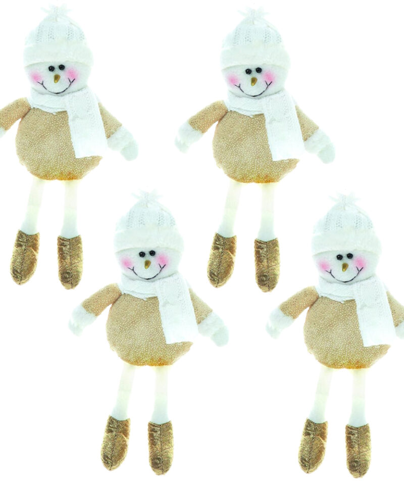 Toyland® 4-25cm Hanging Felt Plush Snowman Decorations With Sparkling Gold Features - Christmas Hanger