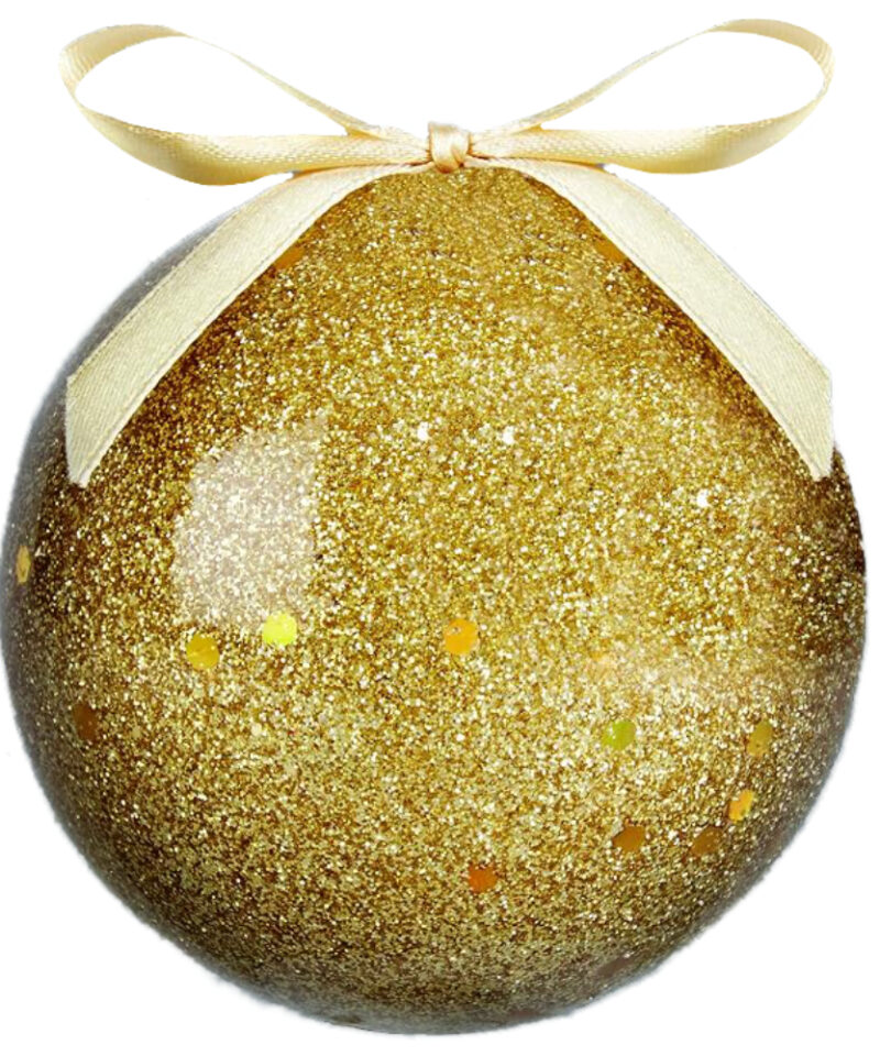 Premier Pack Of 6-75mm Gold Glitter Decorated Christmas Tree Baubles