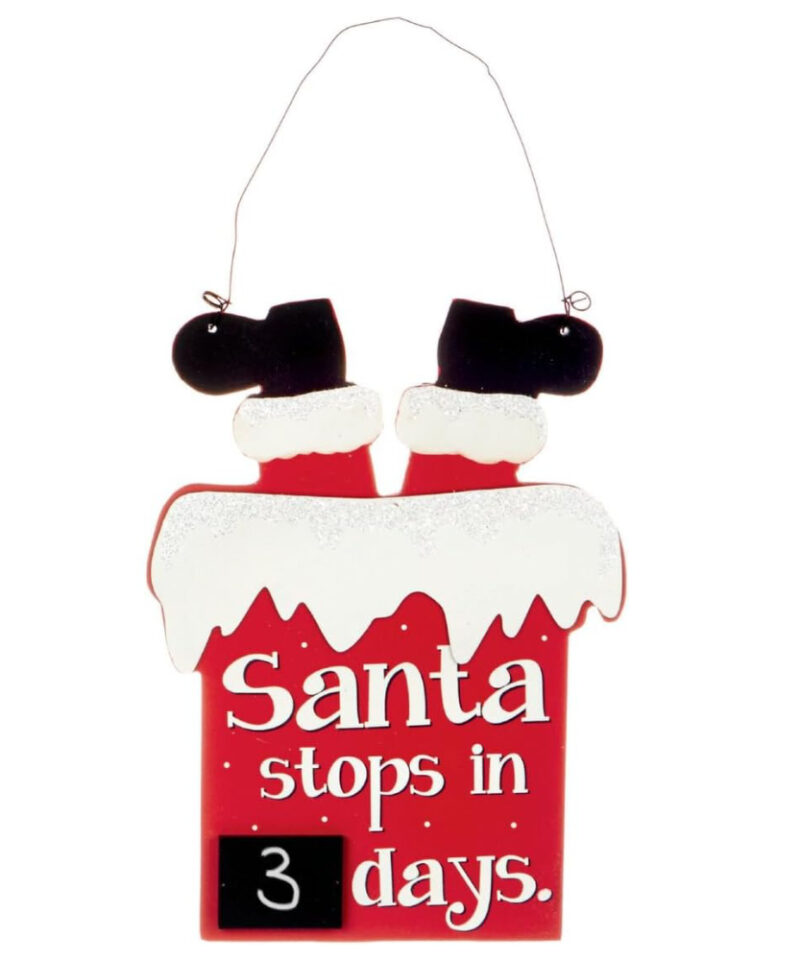 20cm Christmas Count Down Hanger 'Santa Stops In ... Days' - Christmas Hanging Decorations