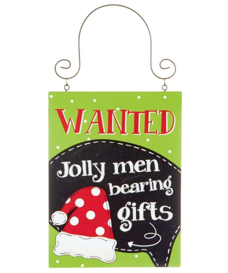Toyland 20cm Christmas Festive Sign 'WANTED Jolly Men Bearing Gifts' - Christmas Hanging Decorations