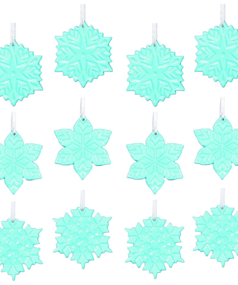 Toyland® Pack Of 12 9cm Light Blue Snowflake Tree Ornaments - Snowflake Decorations