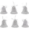 Two Packs Of Three Glittery Silver Bell Tree Trims - Perfect Christmas Tree Decoration