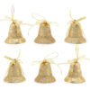 Two Packs Of Three Glittery Gold Bell Tree Trims - Perfect Christmas Tree Decoration