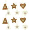 Two Of Each Assorted Brown And White Shaped Fabric Tree Hangers With Contrasting Snowflake Detail - Christmas Tree Decorations