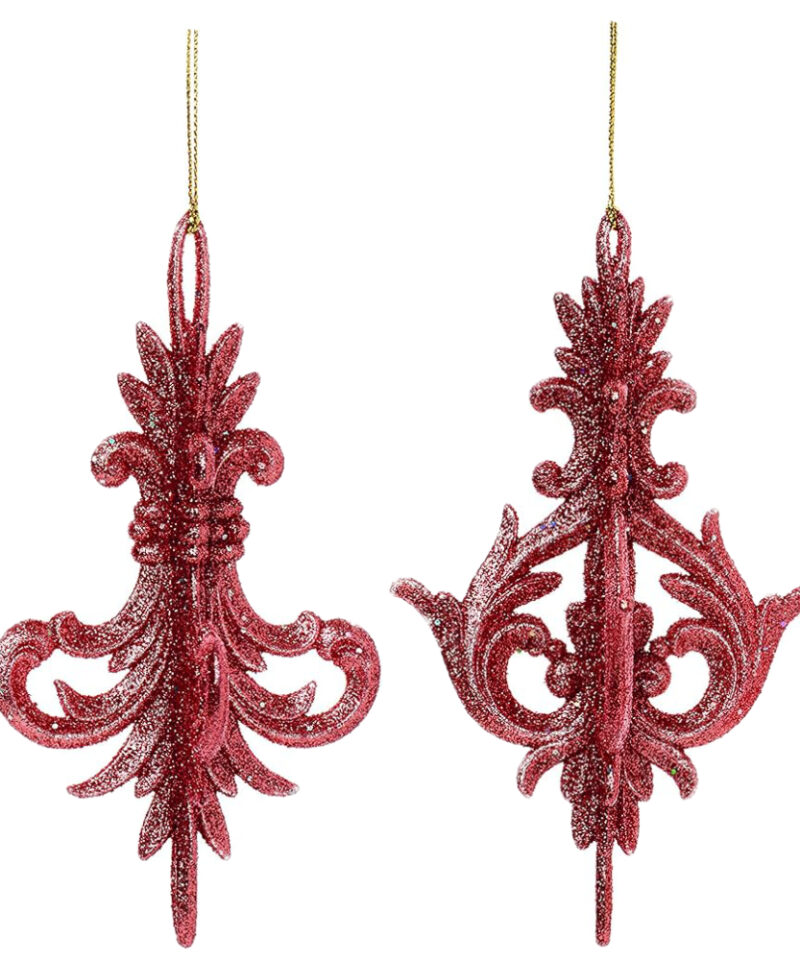Two Decorative Finial Copper Glittery Tree Trims - Christmas Decorations
