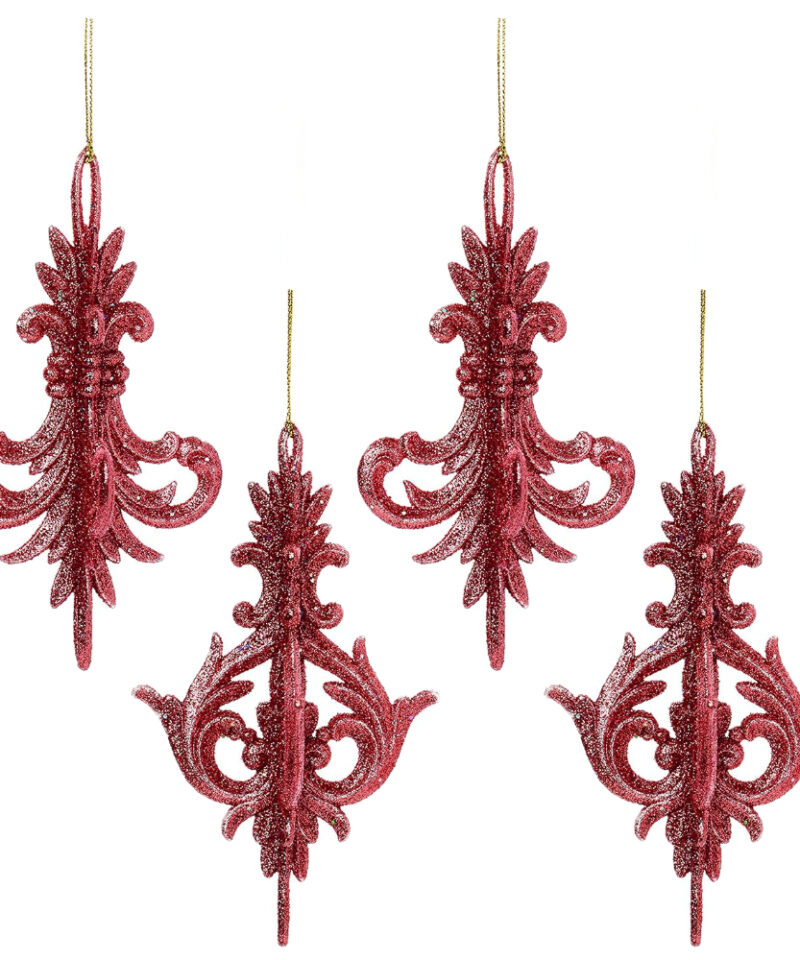 Toyland Four Decorative Finial Copper Glittery Tree Trims - Christmas Decorations