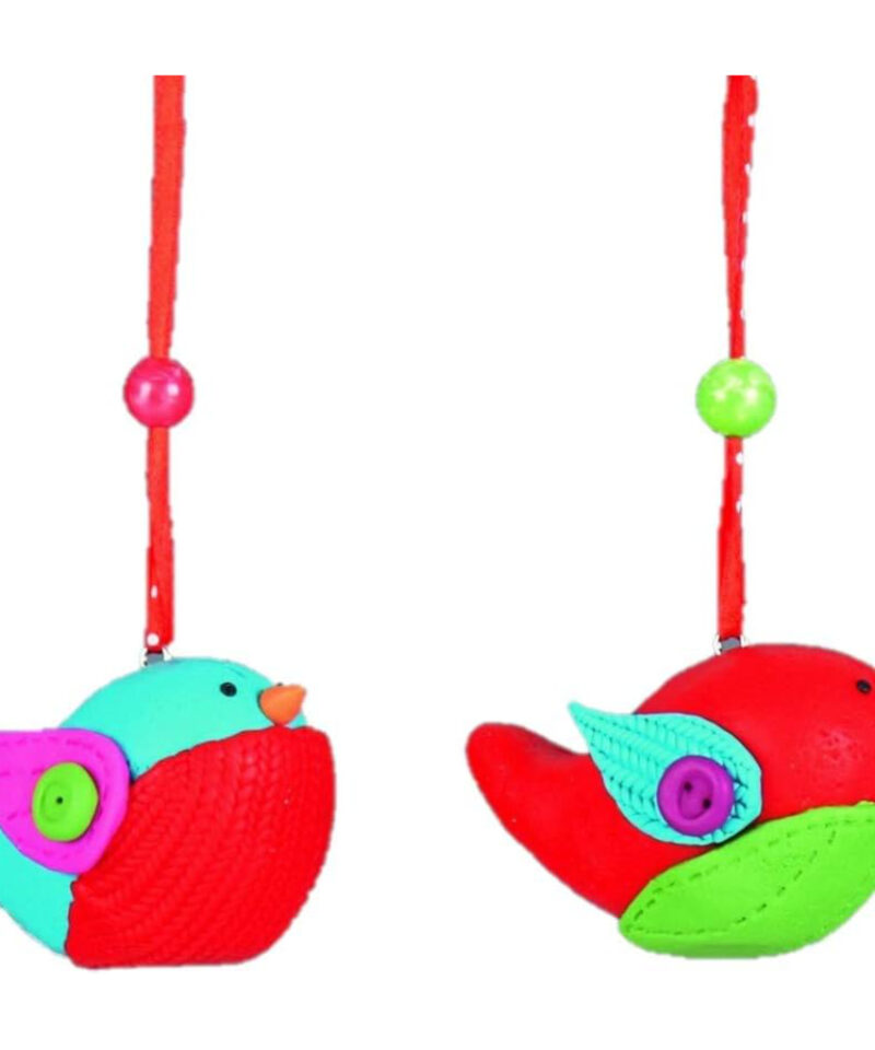 Toyland® Pack of 2 - Assorted Vibrant Clay Bird Hanging Decorations - Perfect Christmas Tree Decoration