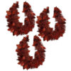 PACK OF 3-2.4 Metre Length (8FT) Holly Leaf Tinsel Garland In Dark Red/Bur.