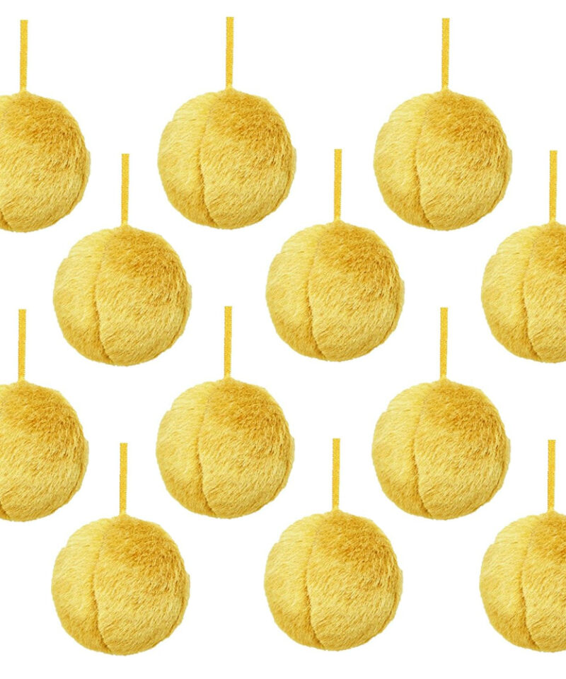 Toyland Pack of 12-8cm Caramel Faux Fur Christmas Tree Baubles