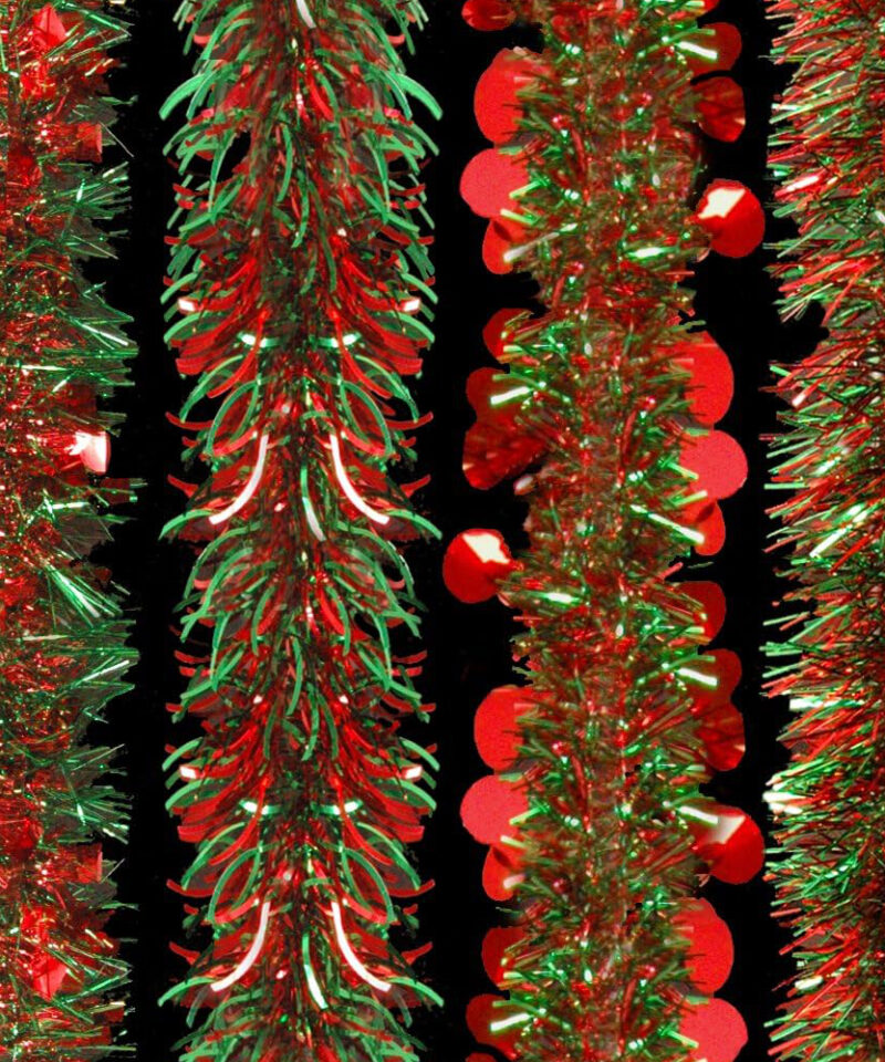 2m Red And Green Christmas Tree Tinsel Picked At Random