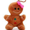 10cm Plush Gingerbread Man Soft Toy With Pink Bow - Christmas Soft Toys - Christmas Decorations
