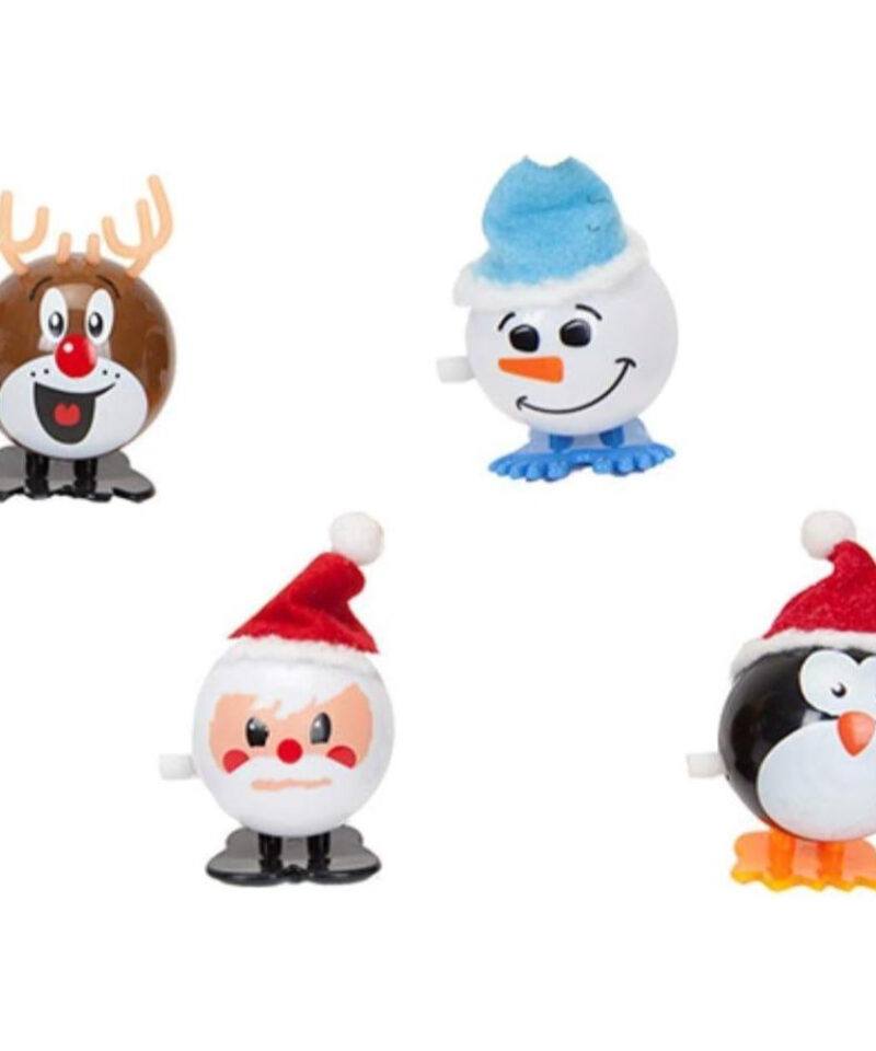 Toyland® 4 x 7cm Wind Up Christmas Character Novelty Toy - Stocking Fillers - Christmas Party Bags