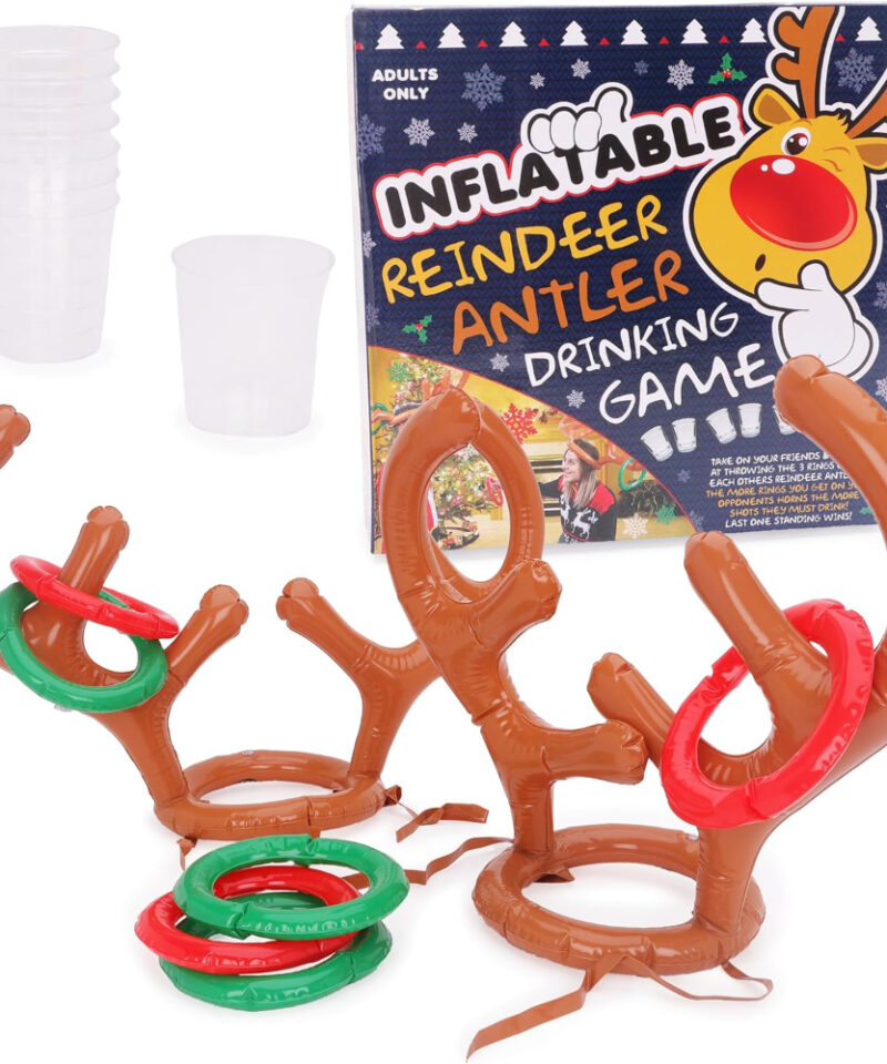 Inflatable Reindeer Antlers Ring Toss Drinking Game - Christmas Party Games - Adult Games