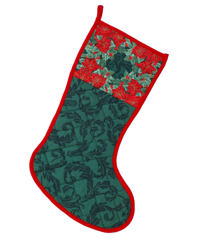 Toyland® 35cm (13") Poinsettia Retro Fabric Christmas Stocking