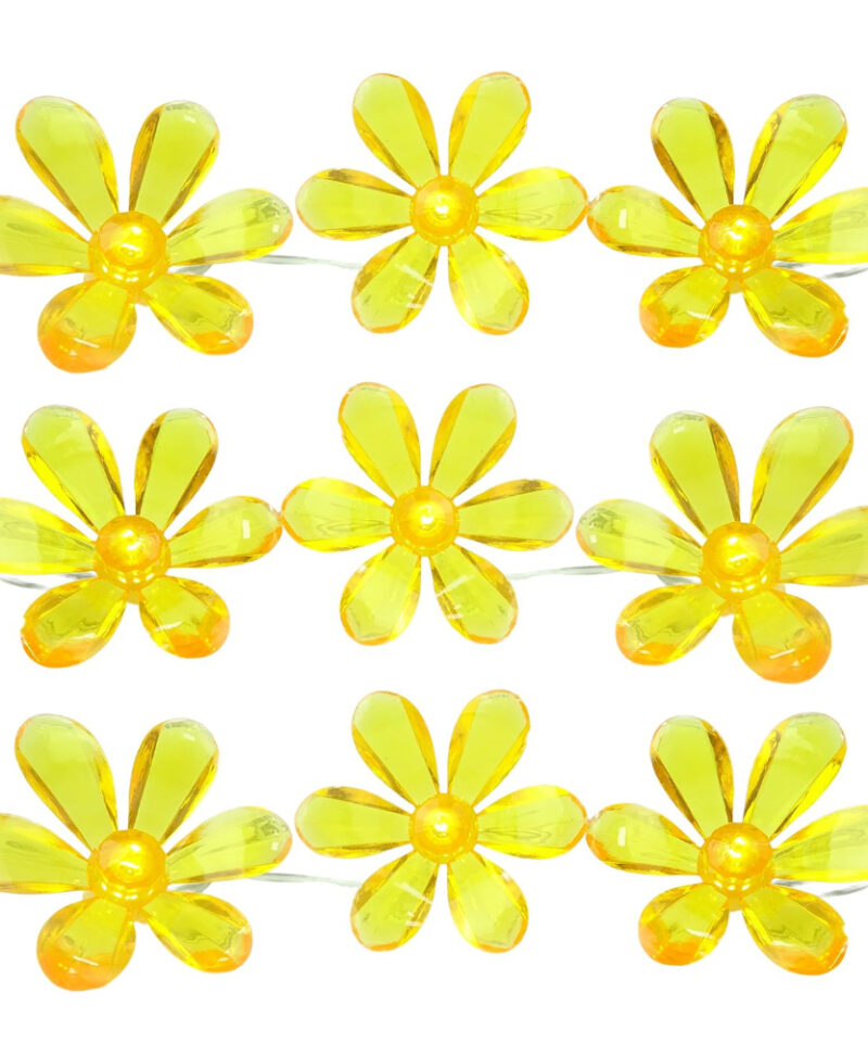 20 Yellow Flower String Lights with LED Lights - Solar Powered - Outdoor Lights