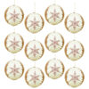 Toyland Pack of 12-8cm Fabric Bauble With Snowflake Pattern - Christmas Tree Decorations
