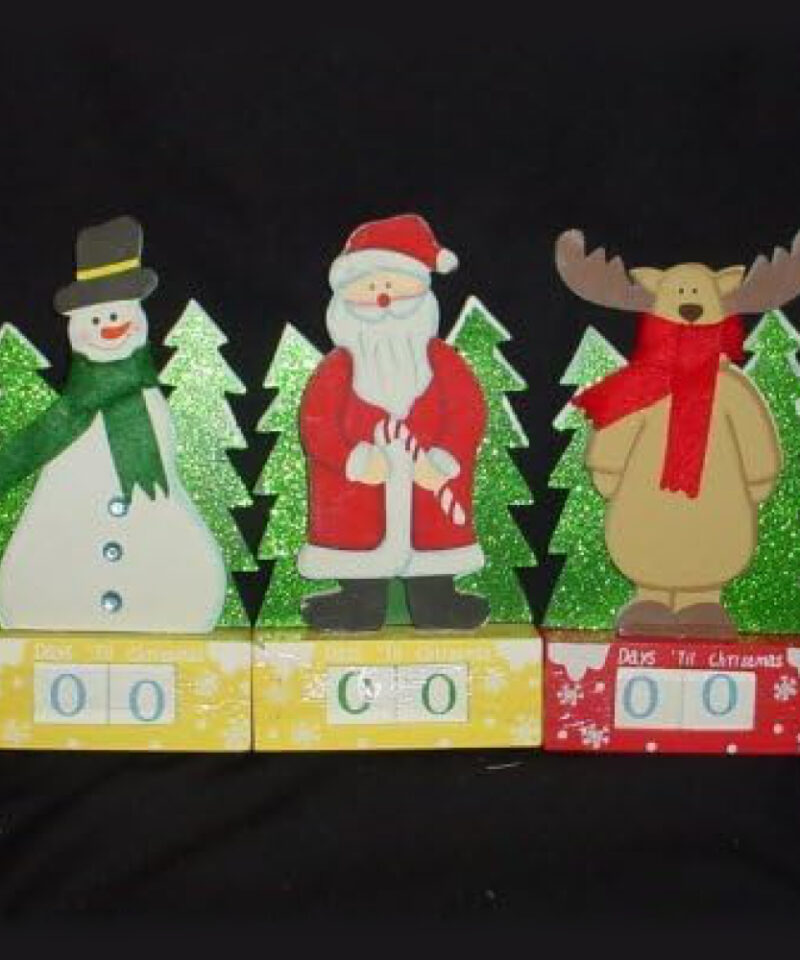 Set of 3 Standing Wooden Countdown To Christmas Characters With Number Cubes Decoration - Standing Advent Calender - Indoor Christmas Decorations…