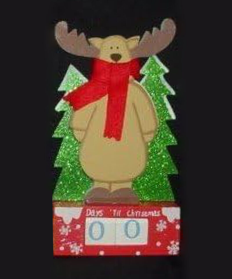 20cm Standing Reindeer Wooden Countdown To Christmas Character With Number Cubes Decoration - Standing Advent Calender - Indoor Christmas Decorations…