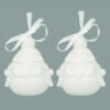 Toyland Pack of 2 - Ceramic White Owl Tree Ornaments With Detailed Wolly Jumper And Hat - Perfect Christmas Tree Decoration