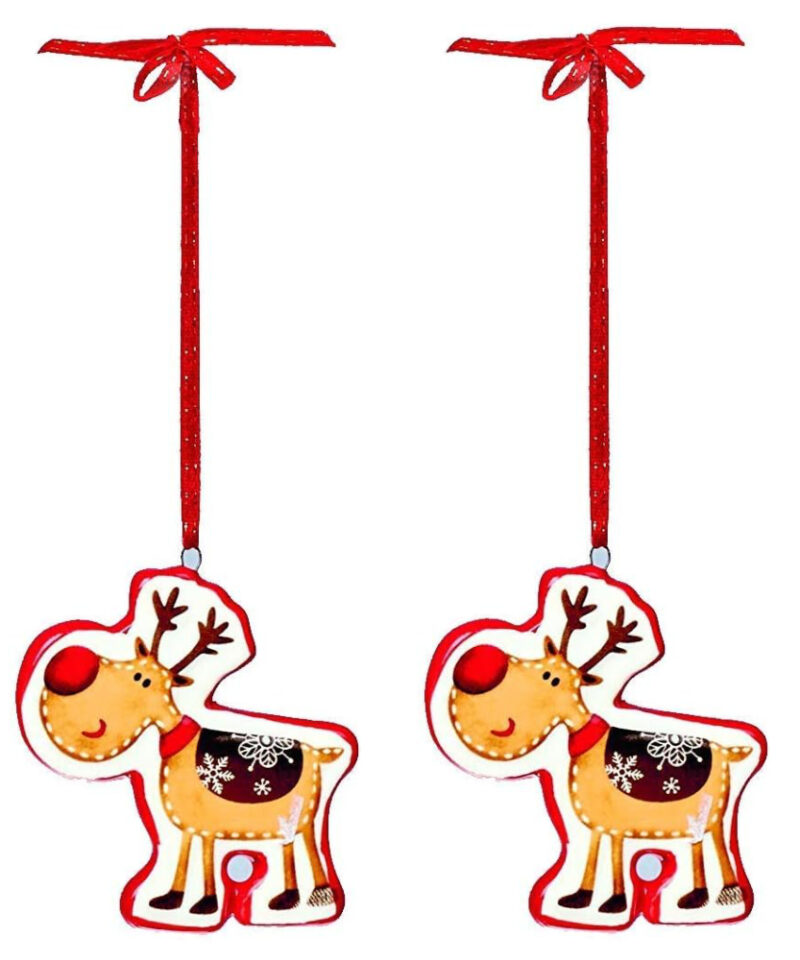 Toyland Pack of 2-7cm Ceramic Hanging Reindeer - Christmas Tree Decoration