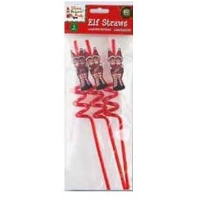 Elves Behavin Badly - Pack of 12 Elf Straws - Childrens Christmas Parties - Party Bag Fillers