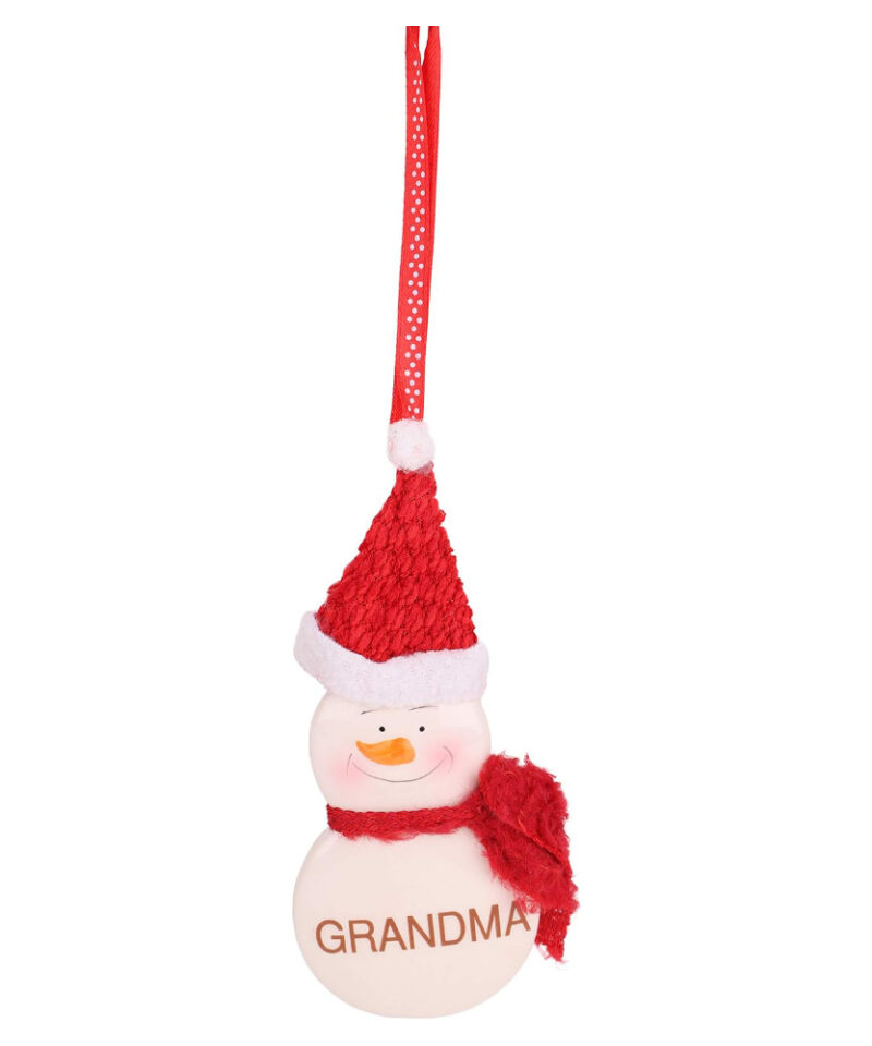 Toyland 12cm Hanging Snowman Decoration With Decorative Scarf And Hat Reading 'Grandma' - Christmas Tree Decorations