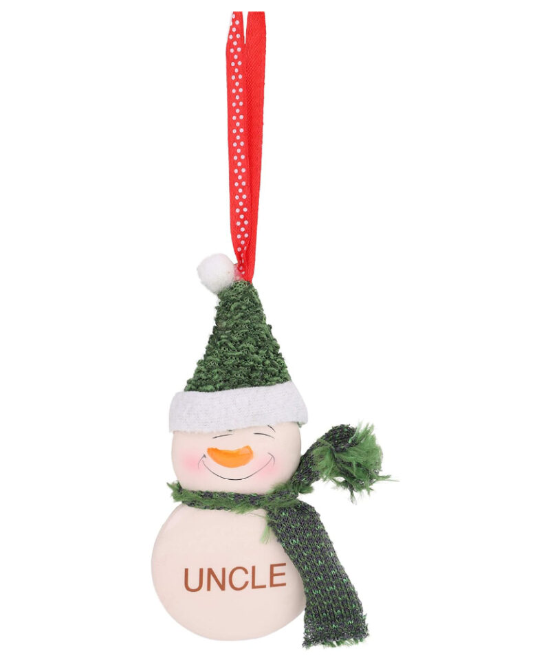Toyland 12cm Hanging Snowman Decoration With Decorative Scarf And Hat Reading 'Uncle' - Christmas Tree Decorations