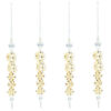 Toyland Pack of 4 - Shiny Silver And Ivory Bead Coated Icicle Decorations With Faux Jewels - Perfect Christmas Tree Decoration
