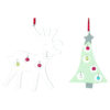 One Reindeer And One Christmas Tree Shaped Tree Hangers With Pale Multi-Coloured Bells - Christmas Decoration