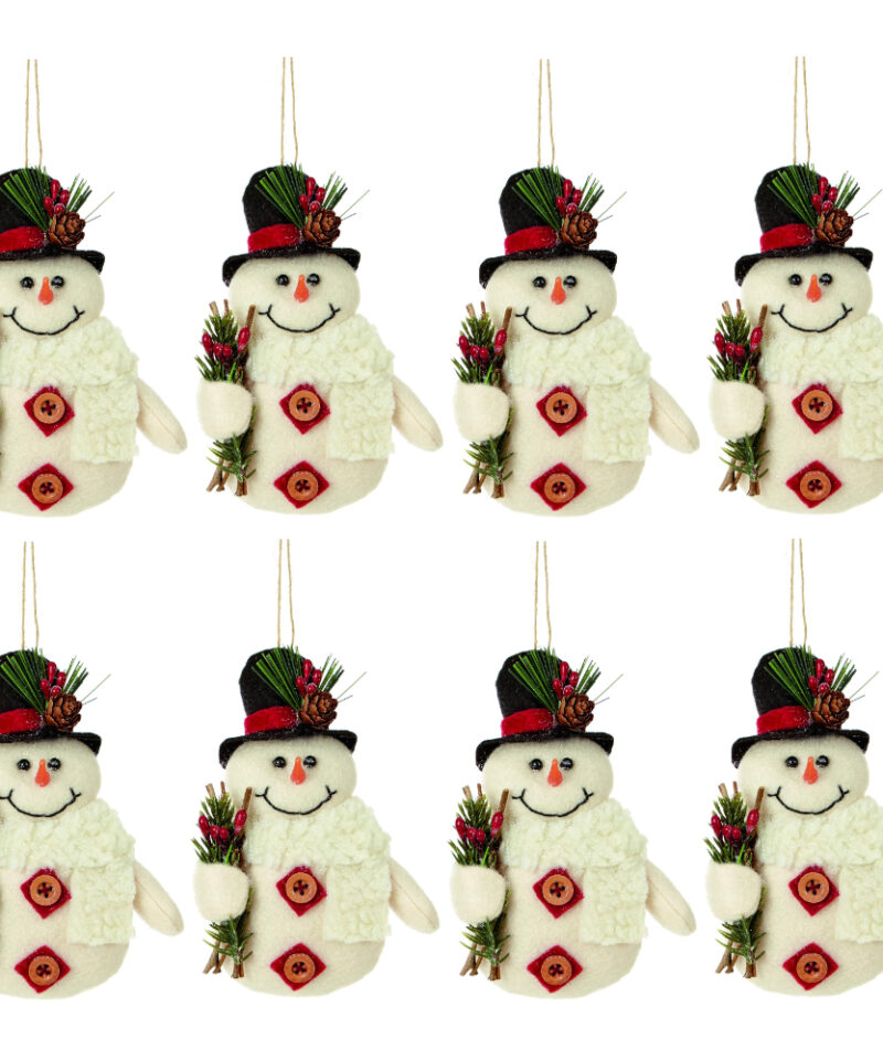 Toyland® 8 Adorable, Sparkly, Woolly Hanging Snowman Tree Trim - Perfect Christmas Decoration