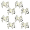 Two Packs of A Set of 4 Silver Diamante Bow Shaped Napkin Rings with Faux Pearl Centre