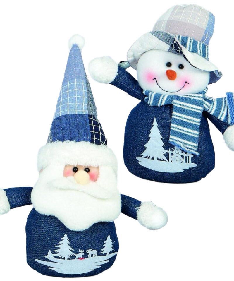 Toyland  15cm Decorative Hanging Santa and Snowman Both With Hat And Gloves - Christmas Tree Decorations