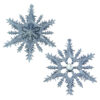 One Of Each Assorted Designed Glittery Pewter (Grey/Blue) Decorative Snowflake Tree Hangers- Christmas Tree Decoration