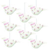 Toyland 8 - 12cm Off White Rose Decorated Dove Hanging Ornaments - Christmas Tree Decorations