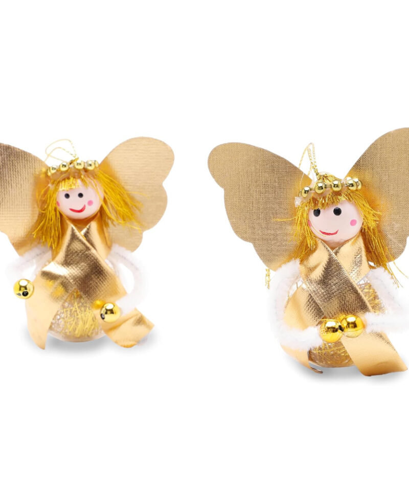 Pack of 2 Gold Angel Christmas Tree Decoration Baubles