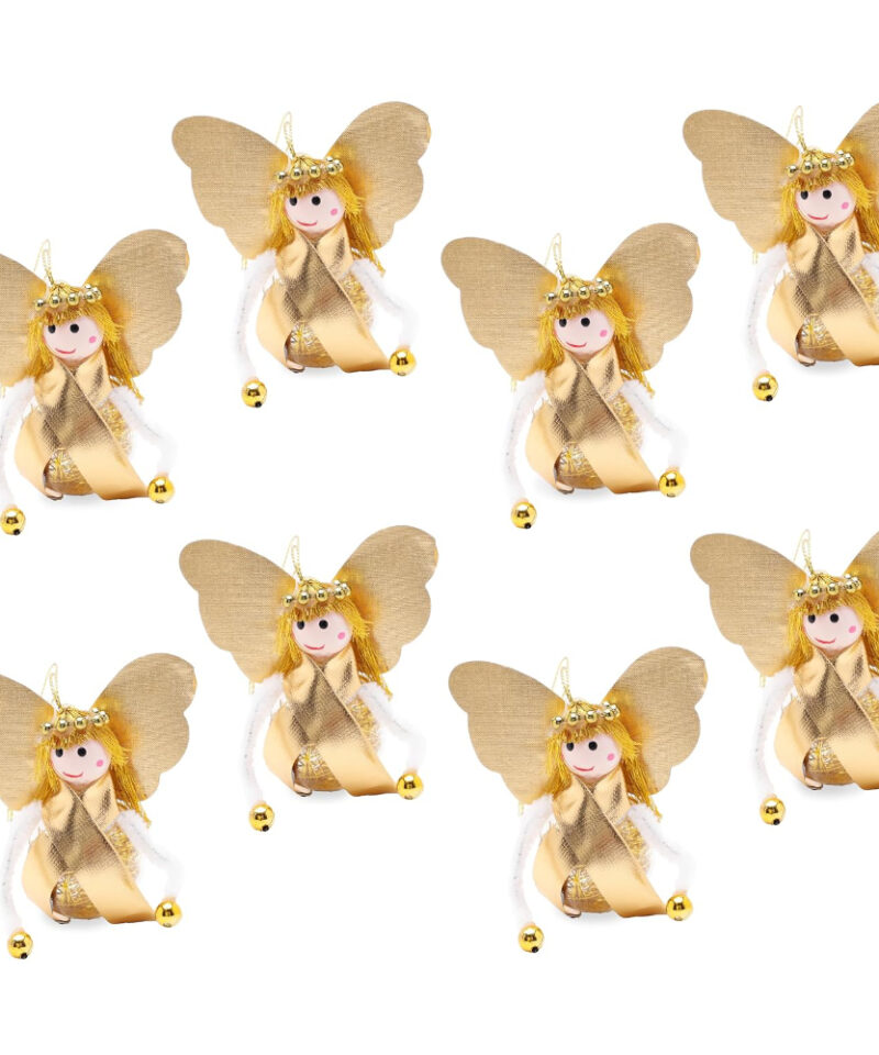 Toyland Pack of 8 Gold Angel Christmas Tree Decoration Baubles