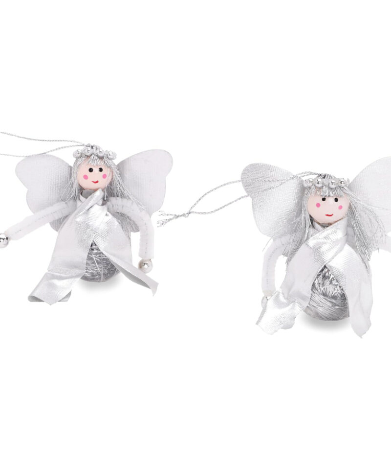 Toyland Pack of 2 Silver Angel Christmas Tree Decoration Baubles