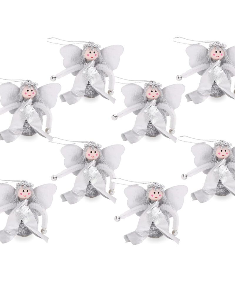 Toyland Pack of 8 Silver Angel Christmas Tree Decoration Baubles