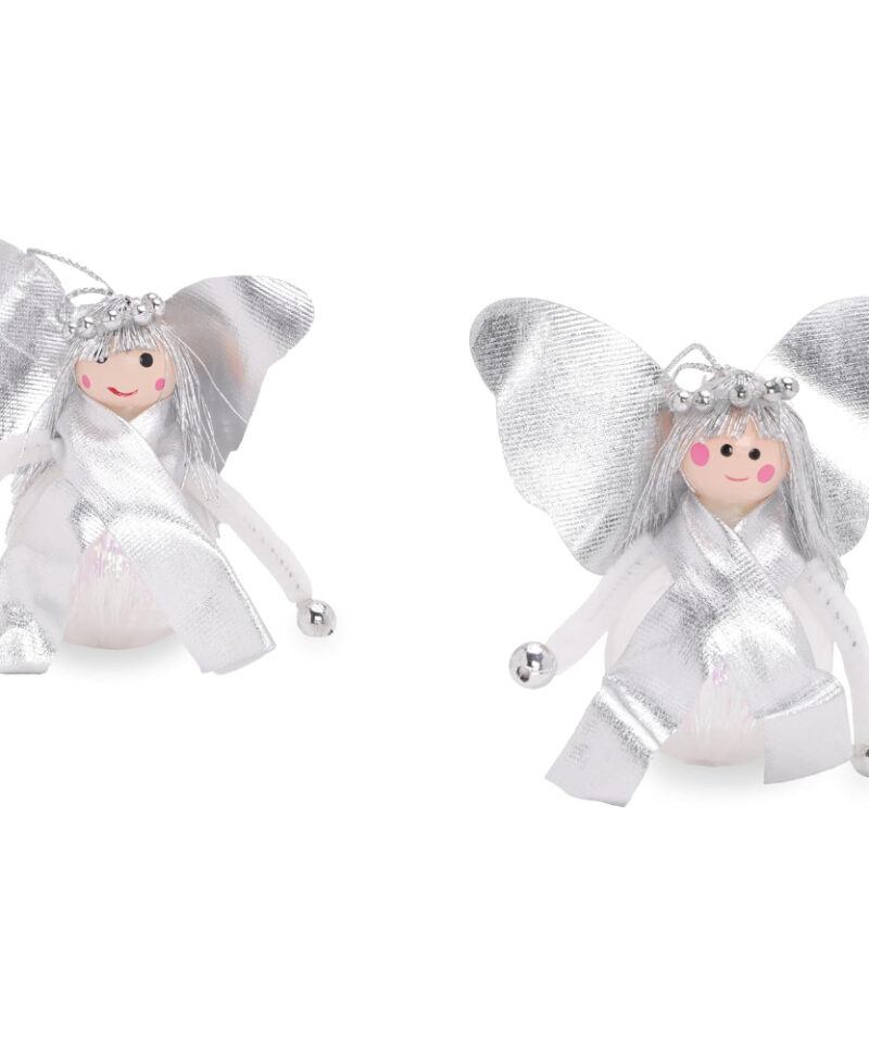 Toyland Pack of 2 White Iridescent Angel Christmas Tree Decoration Baubles