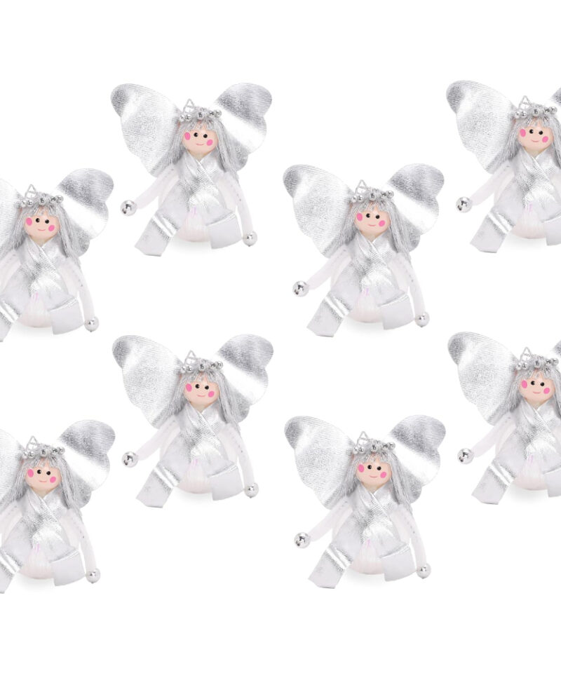 Toyland Pack of 8 White Iridescent Angel Christmas Tree Decoration Baubles