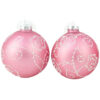 Toyland Pack of 2-80mm Rose Pink Patterned Baubles - Christmas Decorations