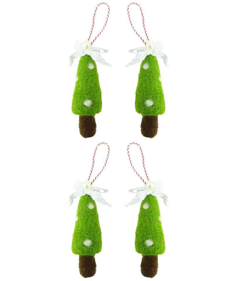 Pack of 4 - Felt Christmas Tree Design Tree Hanger - Perfect For Your Christmas Tree