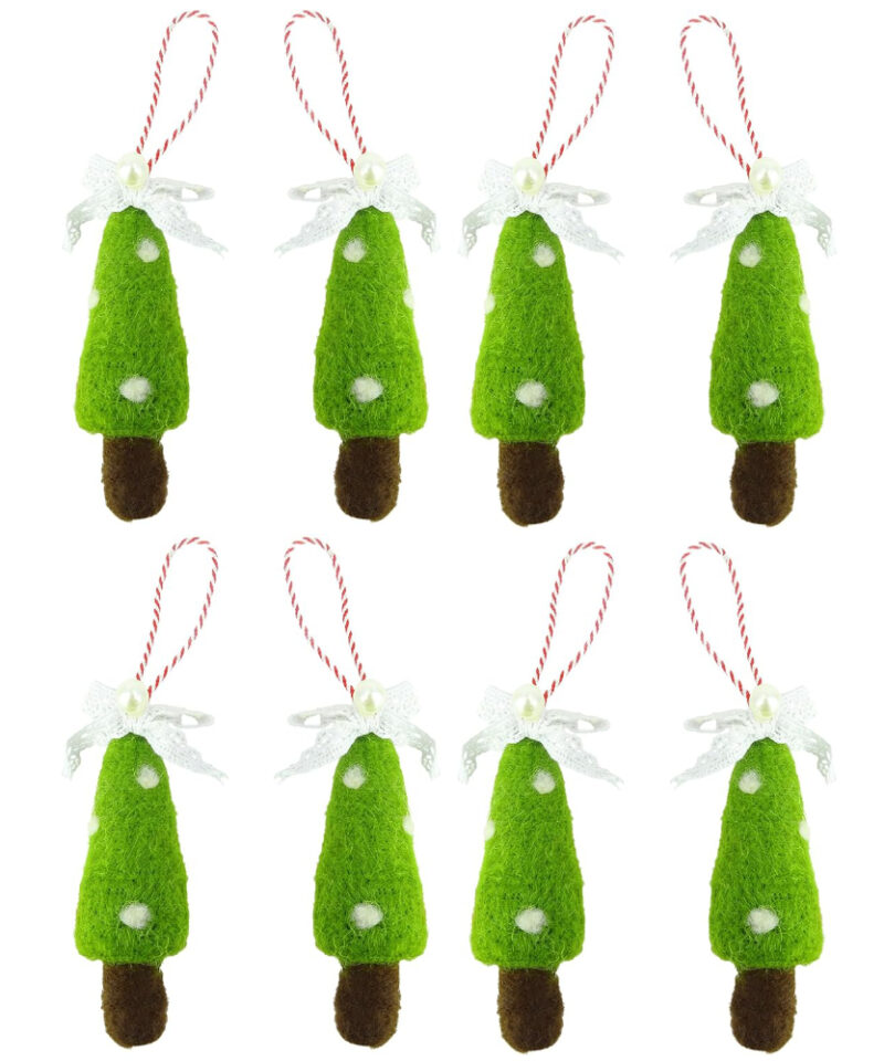 Pack of 8 - Felt Christmas Tree Design Tree Hanger - Perfect For Your Christmas Tree