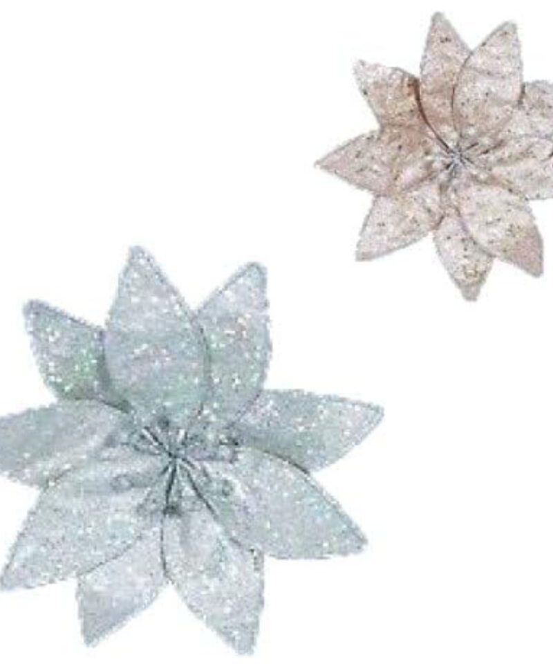 Toyland® 22cm Gold Champagne Shimmer Glitter Flower With Clip