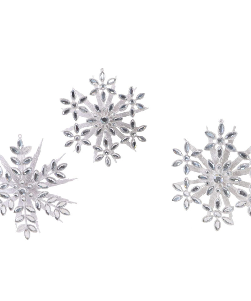 Toyland® Pack Of 3-14cm Glitter Crystal Snowflake Decoration Baubles - Christmas Tree Decorations