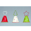 Toyland® Set of 3-10cm Christmas Themed Bell Decoration With Festive Shaped Tops - Assorted Colours
