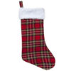18" Tartan Christmas Stocking with Fur Trim - Christmas Stockings