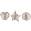 Toyland® Pack Of 6-14cm Rose Gold Christmas Hanging Spinner Decorations - 3 Assorted Designs - Two Of Each Supplied
